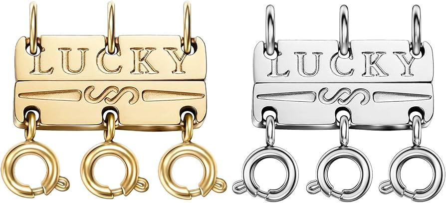 OHINGLT Lucky Necklace Layering Clasps Separator for Stackable,14K Gold and Silver Plated Multipl... | Amazon (US)