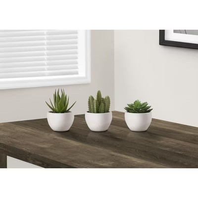 NicBex Set of 3 Succulent in White Cement Pots, 6"H Faux Fake Plants Artificial Plants Indoor, Tabletop Greenery for Desk, Shelf & Windowsill Decor | Target