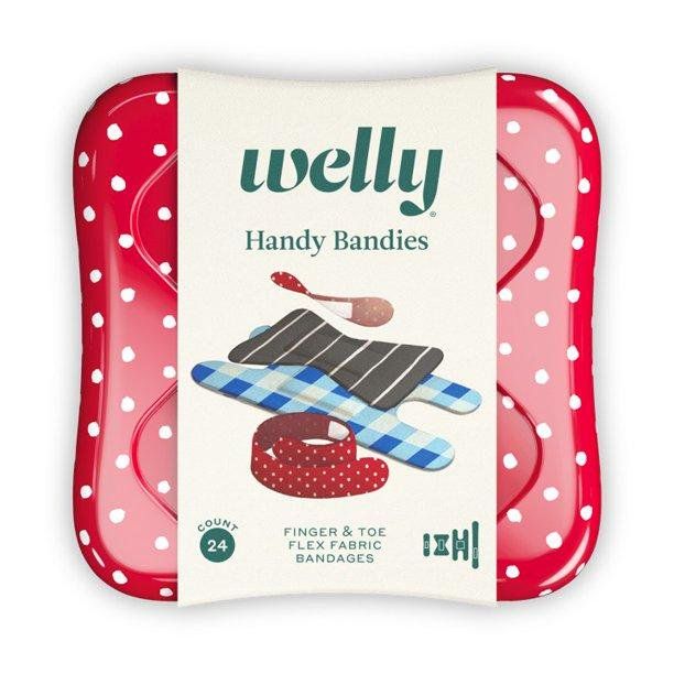Welly Handy Bandies - 24 count Finger & Toe Flex Fabric Bandages, Cute Red Polka Dot Tin | Walmart (US)