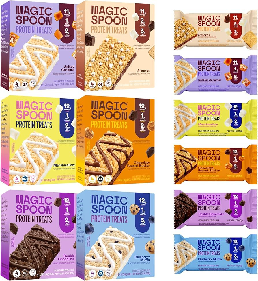 MAGIC SPOON Treats - High Protein Bars, Low Carb, Keto Friendly, 1g of Sugar, Gluten Free, Crispy... | Amazon (US)