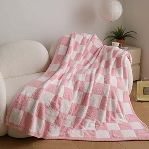 Ultra-Soft Checkered Blanket Microfiber Pink Checkerboard Blanket Reversible, Plaid Cozy Fuzzy Ch... | Amazon (US)
