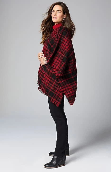 Cozy Plaid Blanket Ruana | J. Jill