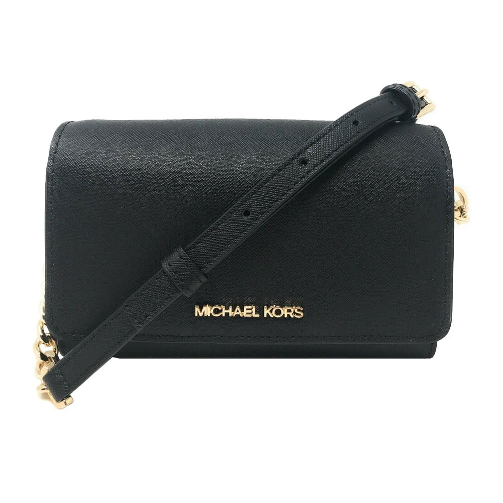 MICHAEL KORS JET SET TRAVEL LG PHONE CROSSBODY SAFFIANO LEATHER BAG CLUTCH BLACK | Walmart (US)