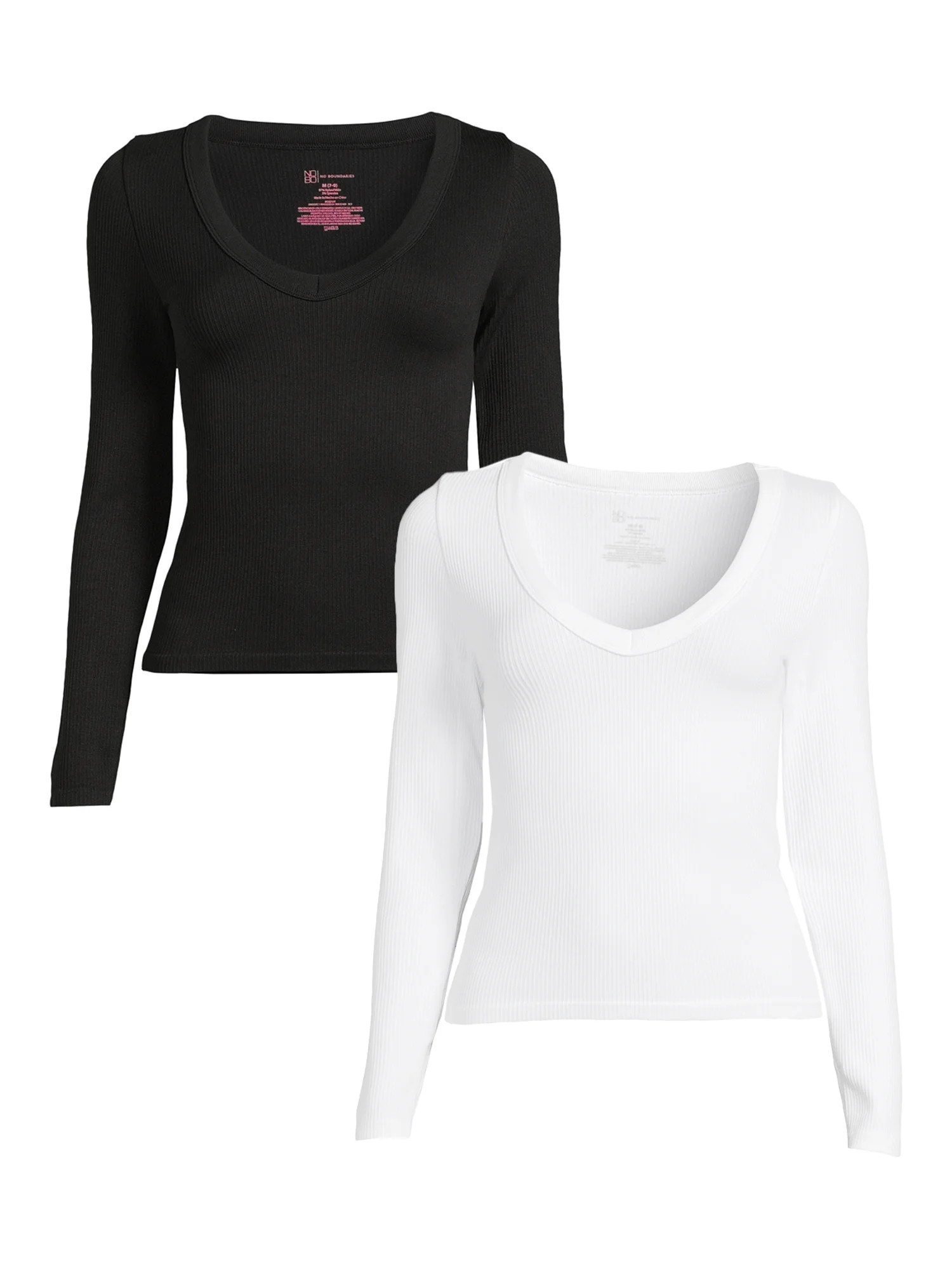 No Boundaries Juniors Seamless V Neck T Shirts, 2 Pack - Walmart.com | Walmart (US)