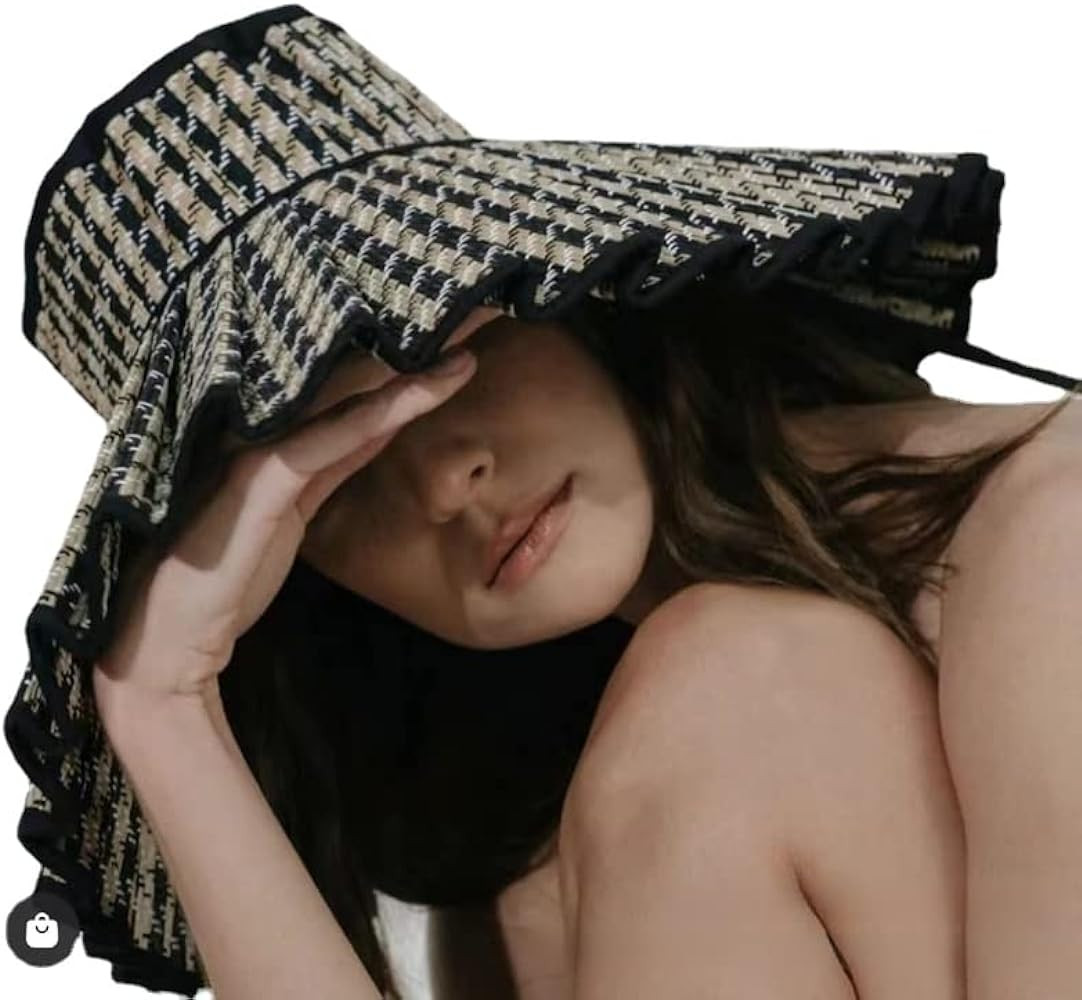 Women Summer Foldable Pleated Sun Casual Top Sunscreen Straw Hats Outdoor Beach Shade Straps Adul... | Amazon (US)