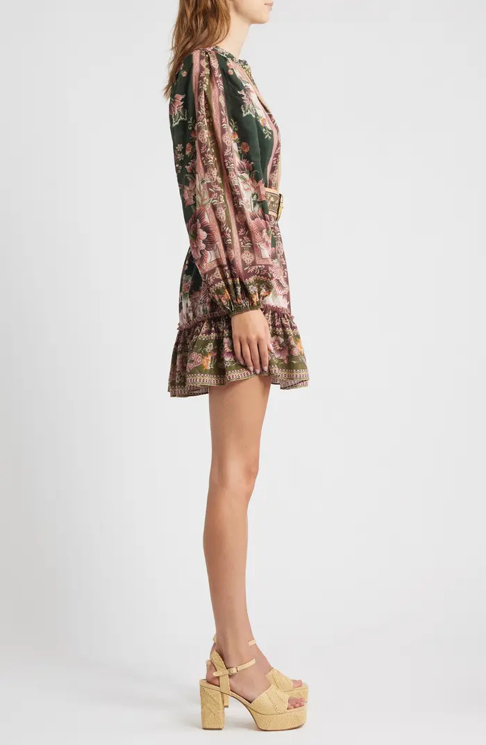Flowering Garden Tree Long Sleeve Cotton Blend Minidress | Nordstrom