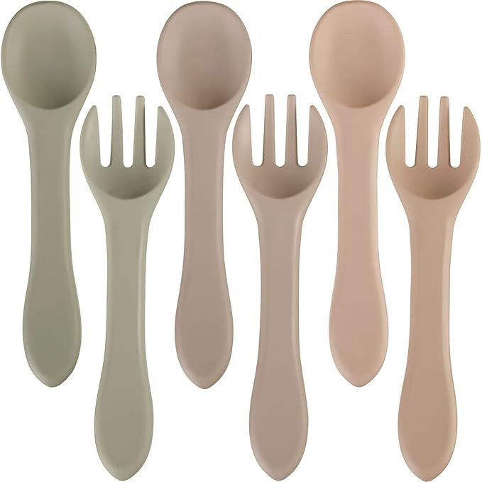 6 Pieces Silicone Baby Feeding Forks and Spoons Set Hot Safety First Stage Self Feeding Supplies ... | Amazon (US)