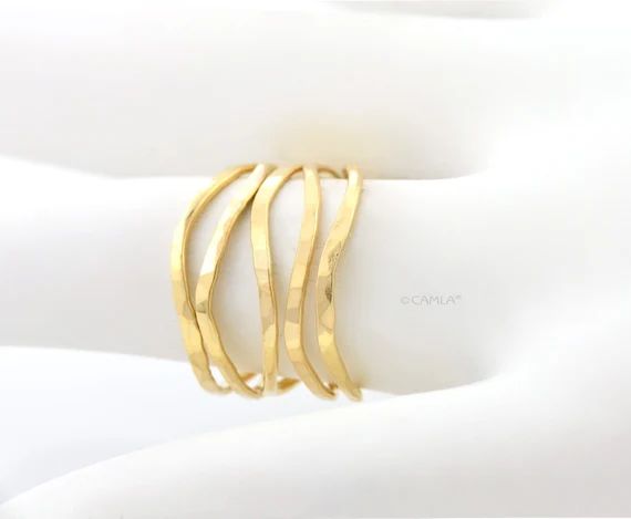 Gold Wavy Stacking Ring | Etsy (US)