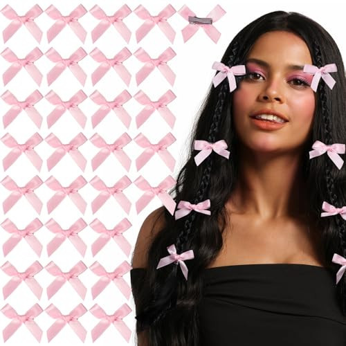 Teenitor 30pcs Pink Hair Bow Pink Bow, Pink Bows for Hair Small Hair Bows Mini Pink Bows for Hair, Hair Bows For Women, Hair Bow Clips Cute Pink Bow Hair Accessories for Girls | Amazon (US)