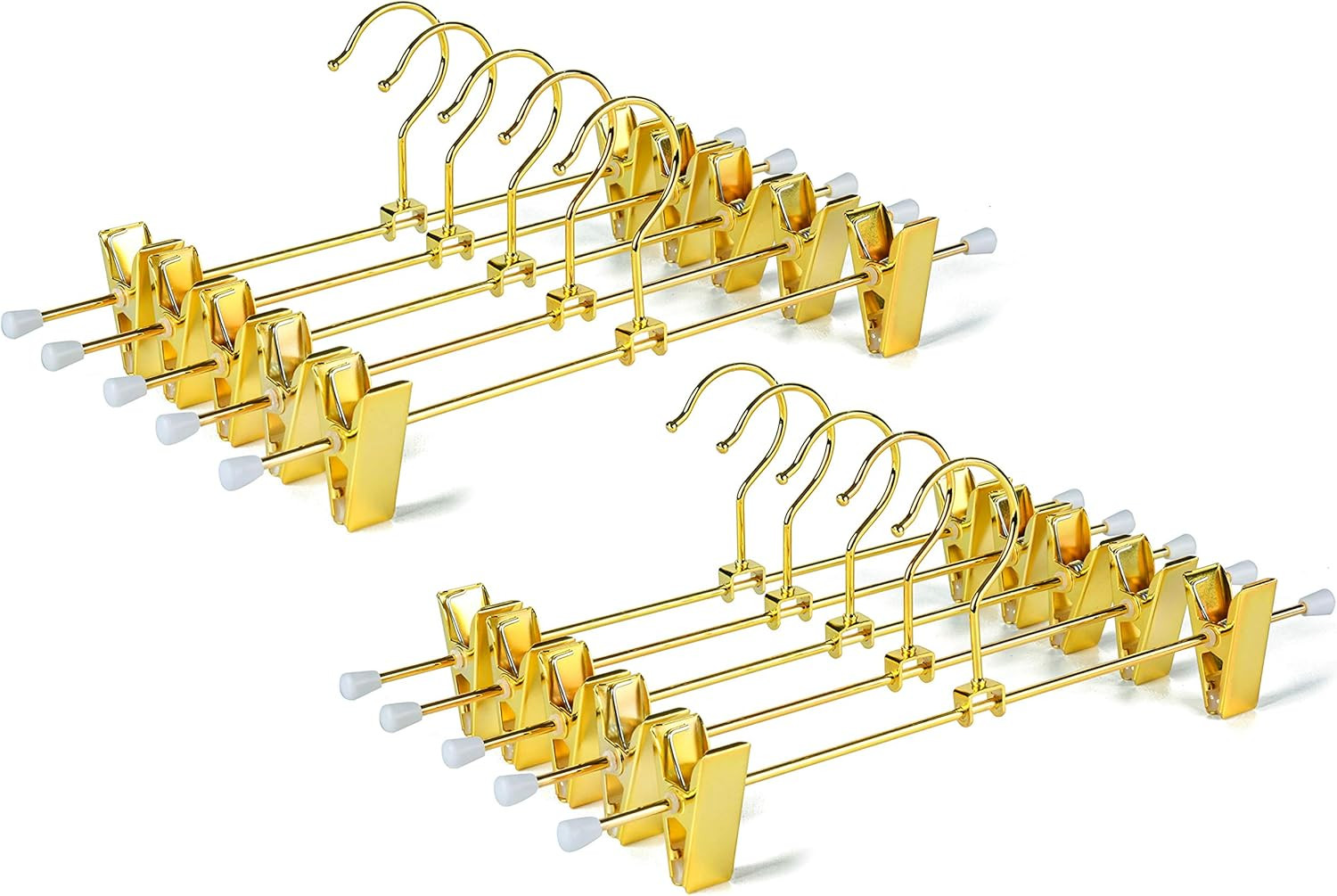 Amber Home Shiny Gold 12 Inch Metal Pants Hanger 20 Pack, Sturdy for Slacks Skirts Trousers with ... | Amazon (US)