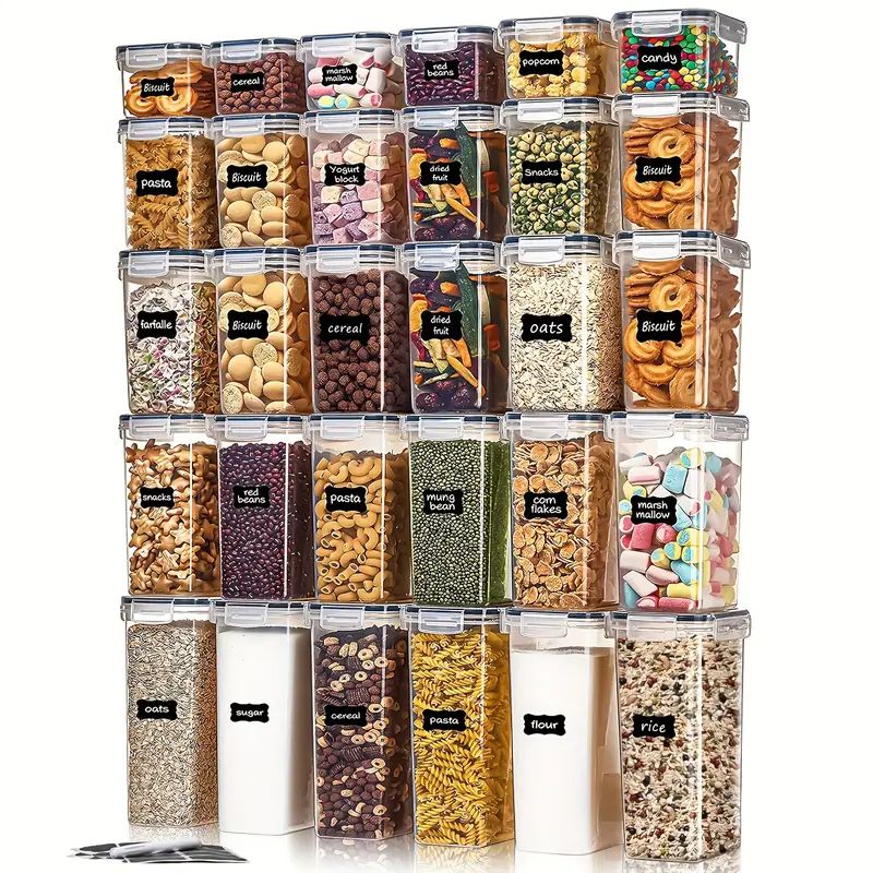 30pcs Airtight Food Storage Containers with Labels - Kitchen and Pantry Organization for Flour, S... | Temu Affiliate Program