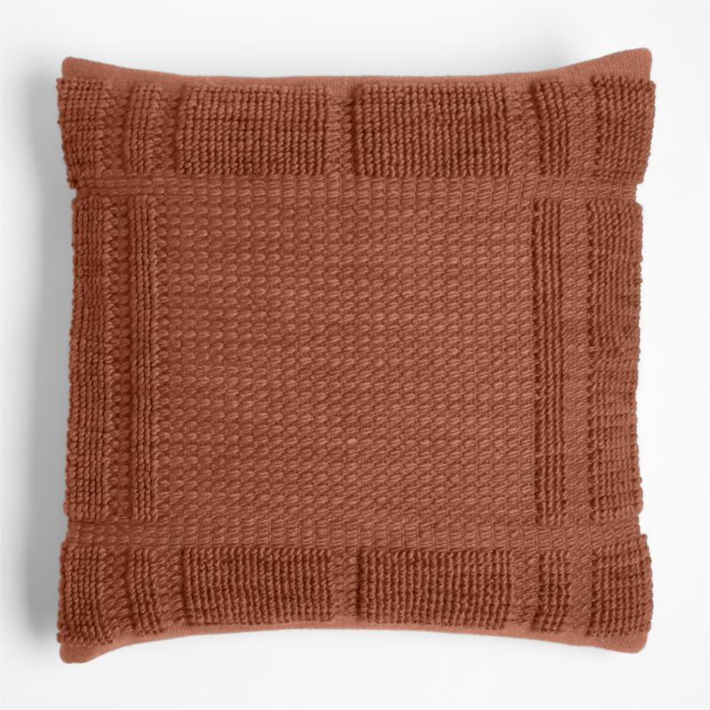 Lancaster 23"x23" Textured Orange Plaid Throw Pillow Cover | Crate & Barrel | Crate & Barrel