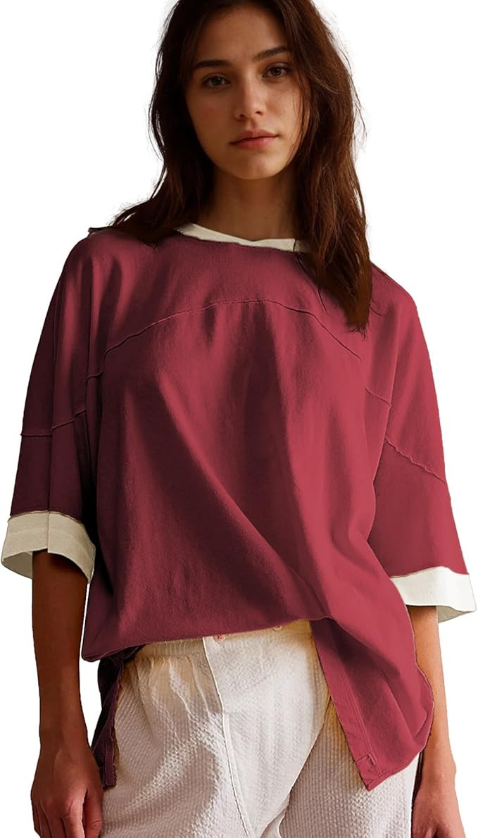 Songling Womens 3/4 Length Sleeve Casual Loose Fit Summer Tee Shirt Basics Cotton t Shirts Trendy... | Amazon (US)