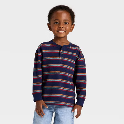 Toddler Boys' Textured Long Sleeve Knit Shirt - Cat & Jack™ | Target