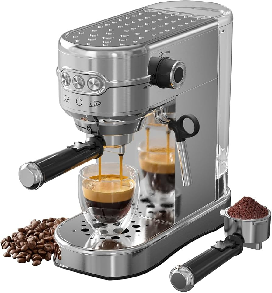 Espresso Machine 20 Bar, Compact Espresso Maker, Stainless Steel Expresso Coffee Machines with St... | Amazon (US)