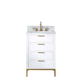 Water Creation Bristol 24 in. W x 21.5 in. D Vanity in Pure White with Marble Top in White with W... | The Home Depot