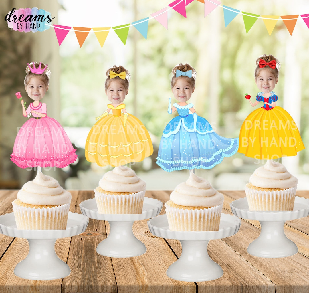 Custom Photo Princess Cupcake Toppers: Personalized Birthday Party Decor - Etsy | Etsy (US)