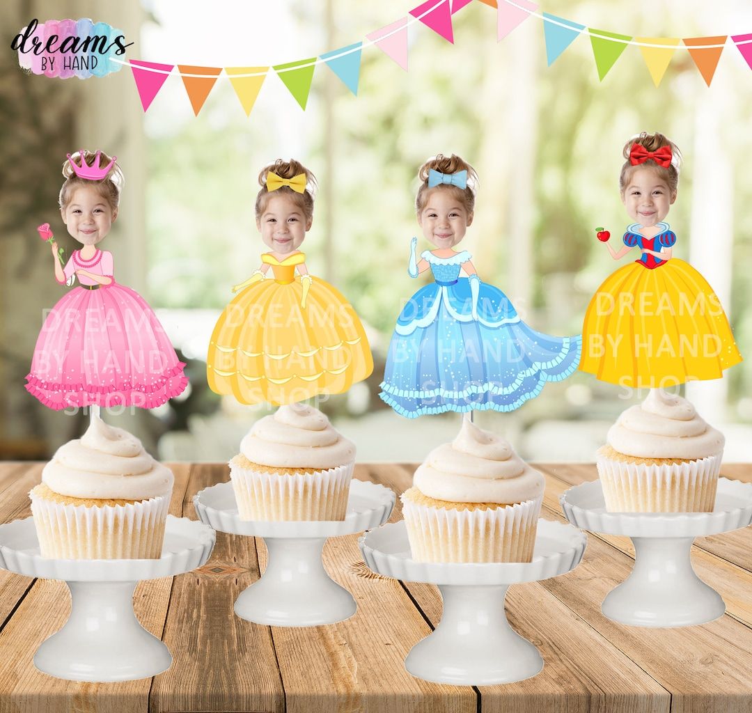 THE ORIGINAL Custom Photo Princess Cupcake Toppers, Personalised Face Cupcake Toppers, Princess P... | Etsy (US)