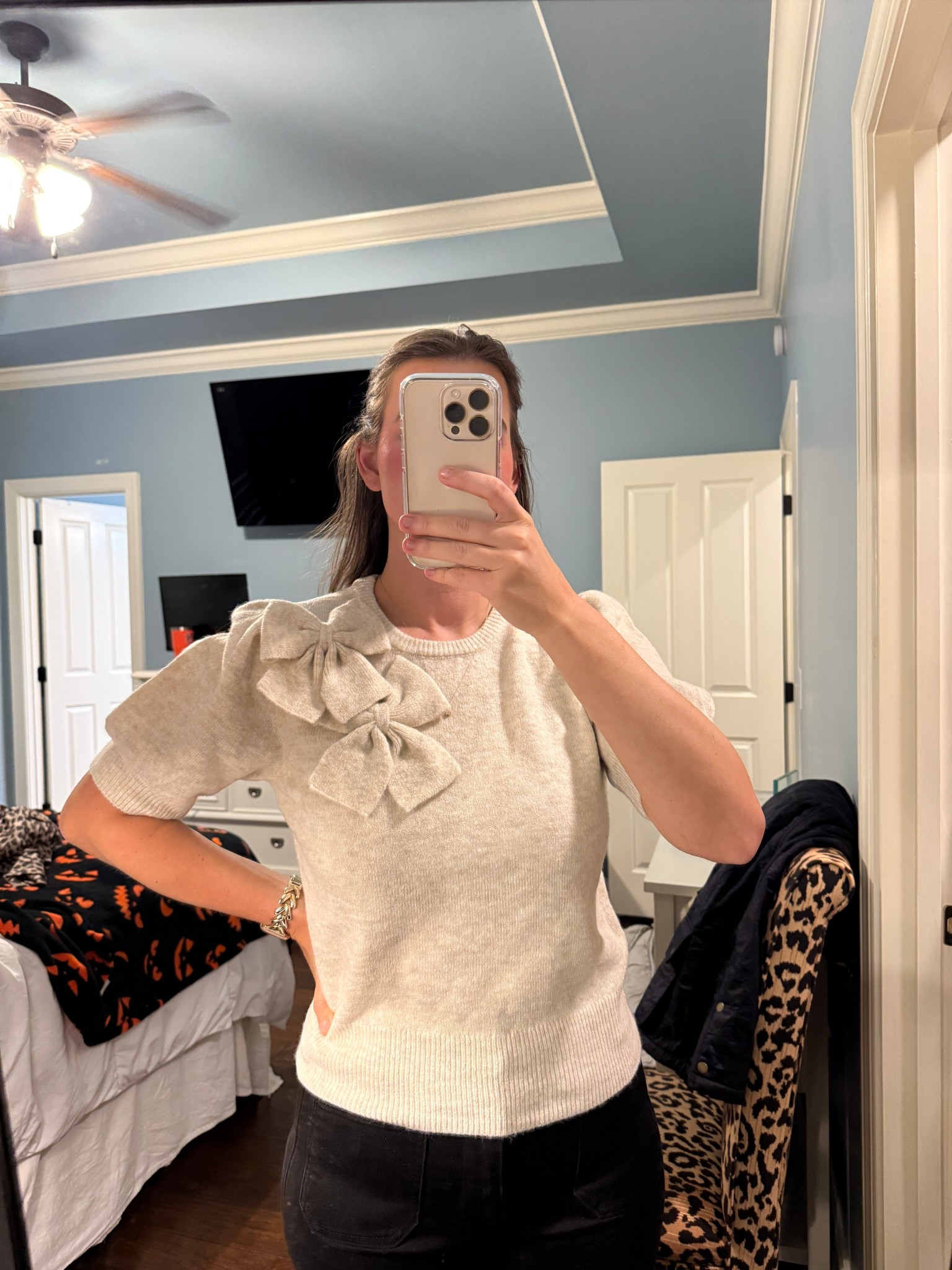 loving this bow sweater! 
Fall outfit / fall sweater / working mom / transitional clothes / sweater weather 

#LTKSeasonal #LTKHoliday #LTKWorkwear