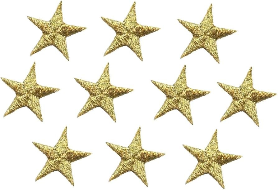 5/8 Inch Stars - Embroidered Iron on Patch (Gold (10 Pieces)) | Amazon (US)