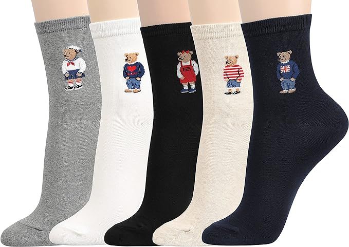 Women's Cool Animal Fun Crazy Socks (Bear 5 Pairs) | Amazon (US)