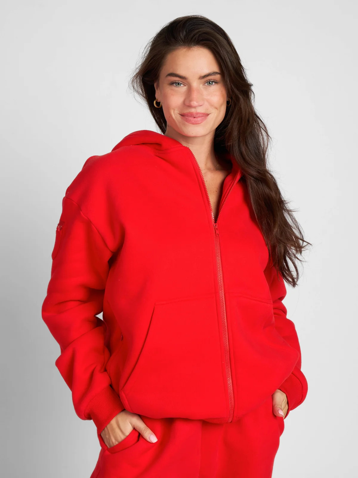Comfrt Travel Essentials Zip Hoodie | Crimson | Red | Oversized | XS | Comfrt