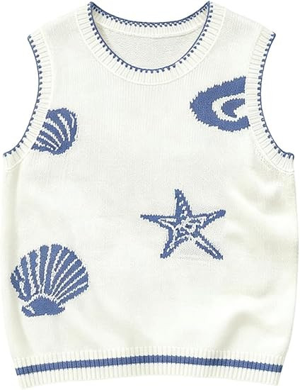 Verdusa Women's Lobster Crochet Tank Tops Sweater Vest Sleeveless Knit Tops Funny Shirts | Amazon (US)