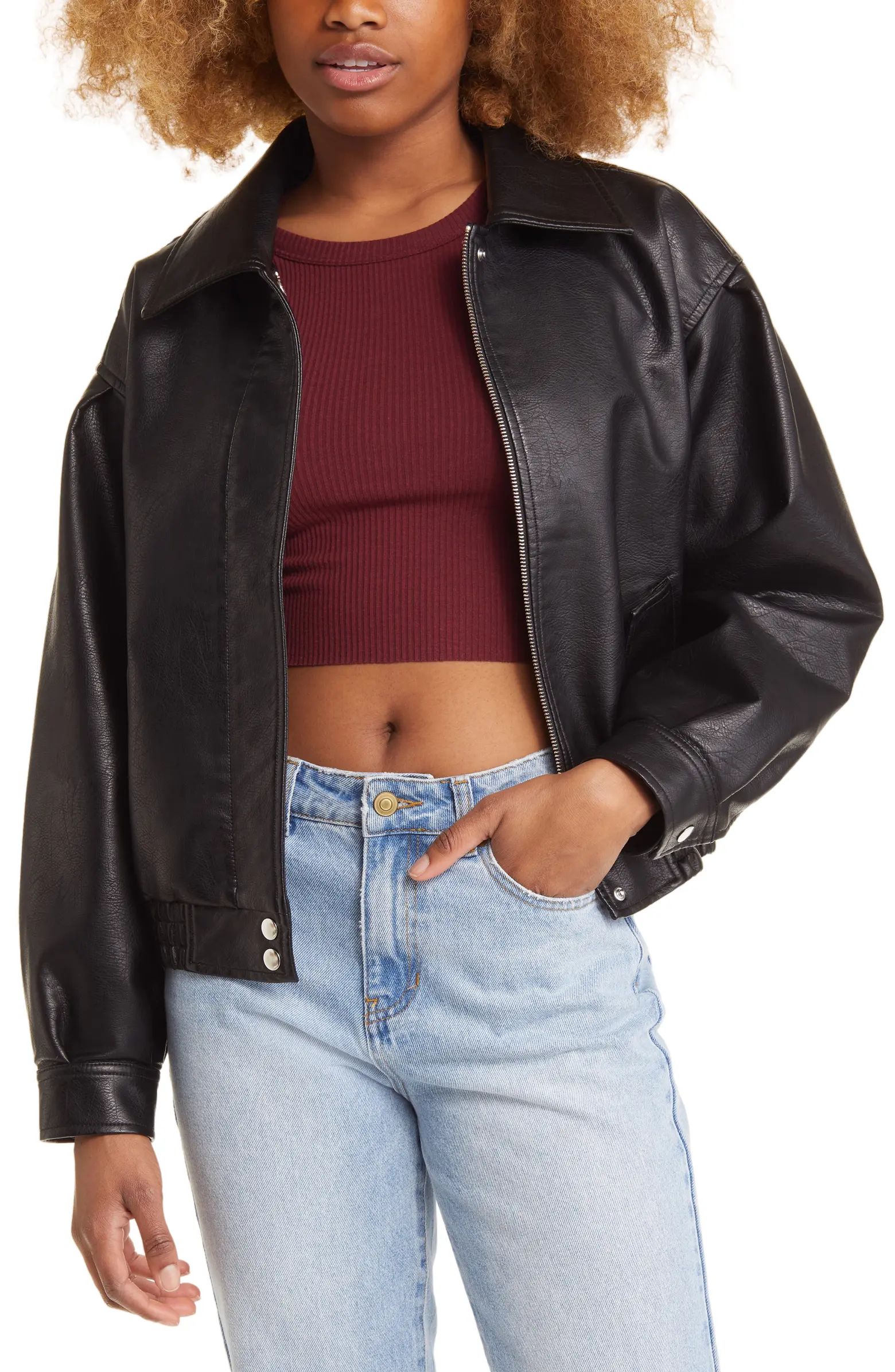 Oversize Faux Leather Jacket | Nordstrom