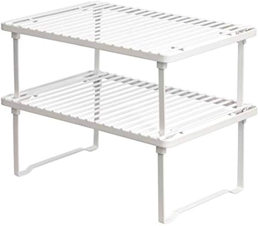 Amazon Basics Stackable Metal Kitchen Storage Shelves, Set of 2 - White, 12.5" L x 8" D x 4.5" H | Amazon (US)