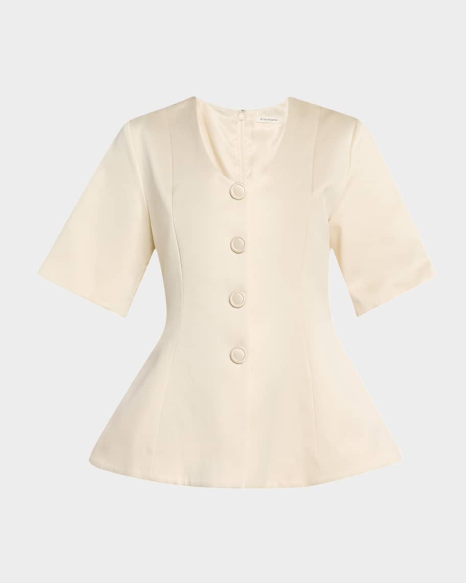 By Malene Birger Merlina Button Flare-Hem Blouse | Neiman Marcus