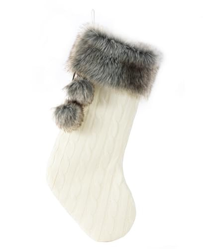 Cable Knit Stocking with Faux Fur Cuff