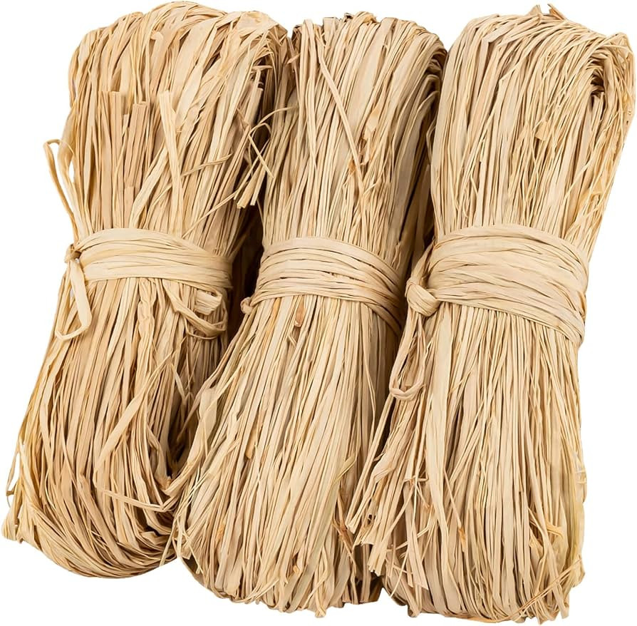 3PCS Natural Raffia Ribbon Raffia Grass - Sukh Raffia Straw for Florist Bouquets Decoration Craft... | Amazon (US)