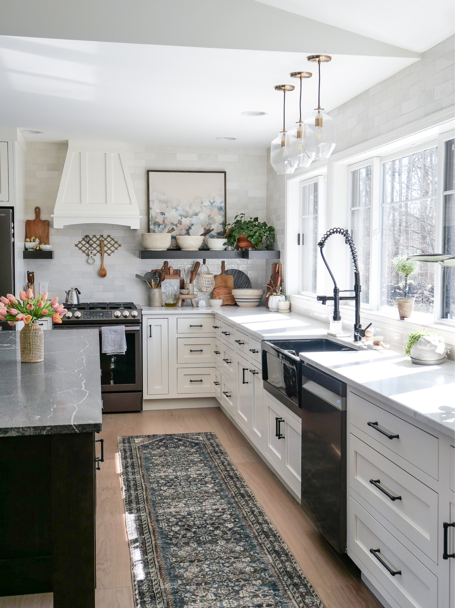 Kitchen decor is in full bloom for spring! I love the new kitchen runner from Loloi and my tried and true faux tulips. Perfect home decor for spring decorating  

#LTKunder100 #LTKhome #LTKunder50