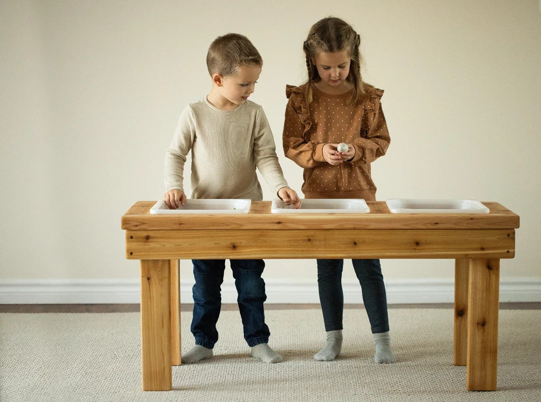 Triple Bin Indoor/outdoor Sensory Table | Handmade in Canada | Cedar Table for Toddlers and Kids ... | Etsy (US)