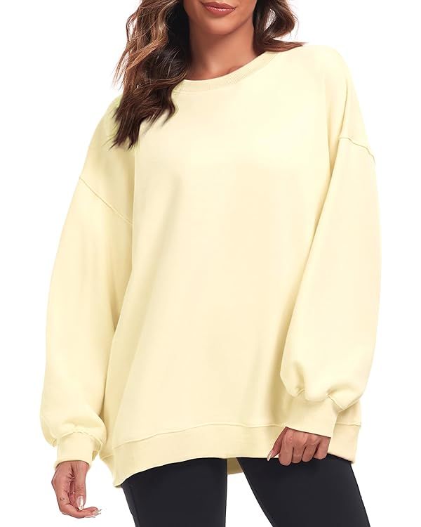 Oversized Sweatshirt for Women Crew Neck Fleece Sweatshirt Casual Long Sleeve Pullover Tops Trend... | Amazon (US)