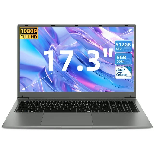 SGIN 17in 8gb DDR4 512gb ROM Windows 11 Laptop IPS 1920 x 1080 FHD 4-Core Intel Celeron, Mini HDM... | Walmart (US)