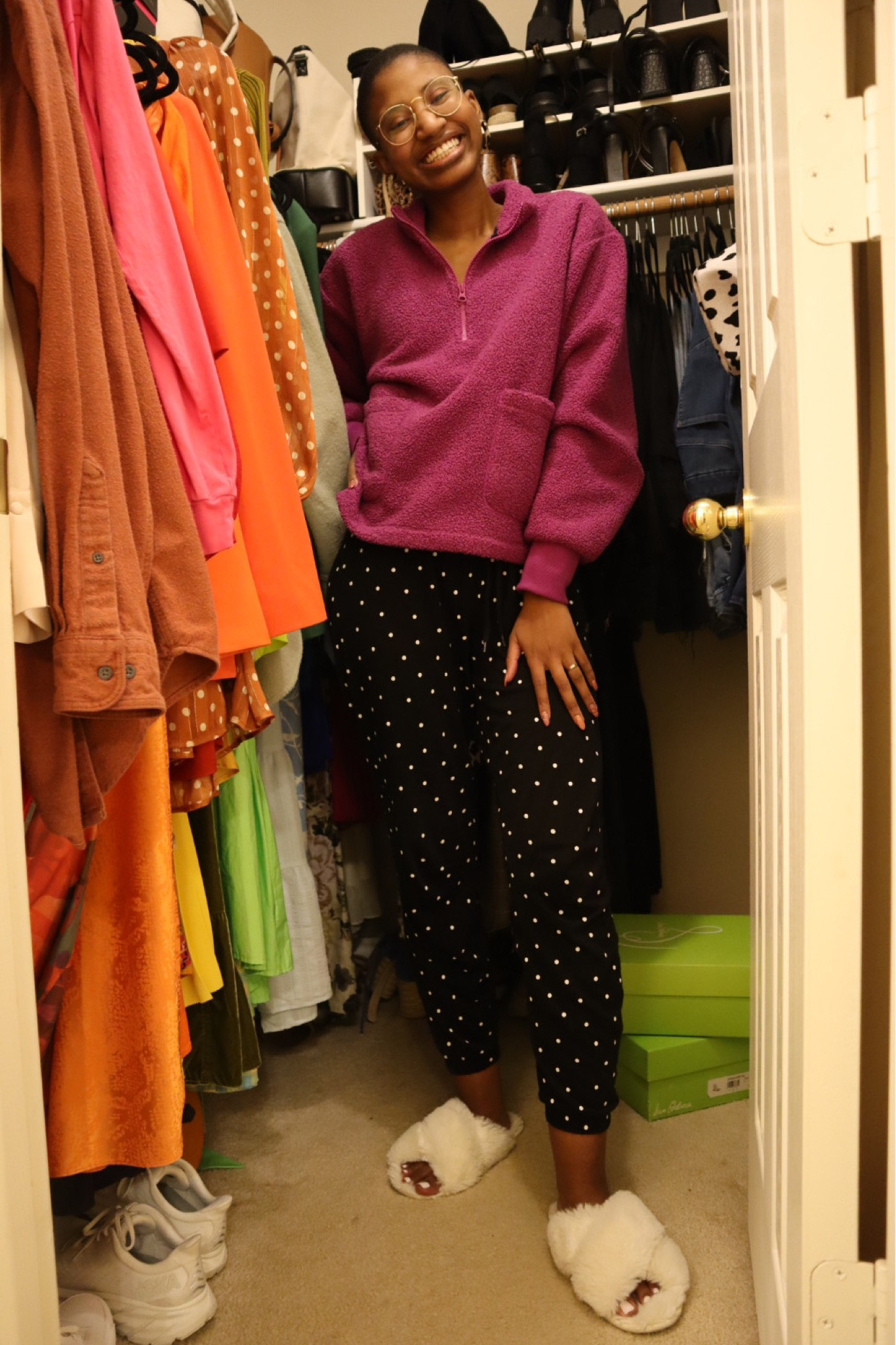 fun loungewear is always a good idea—wearing this purple pullover with polka dot sweatpants as my go to outfit around the house 

#LTKFind #LTKunder50