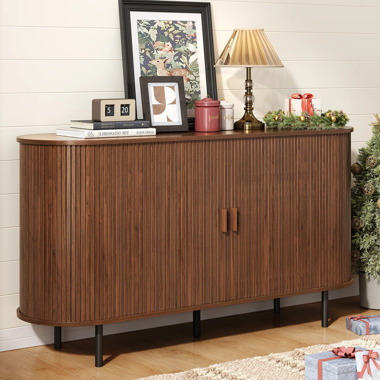55'' Sideboard Storage Cabinet With Doors And Shelves - Credenza Storage Cabinet For Office, Bedr... | Wayfair North America