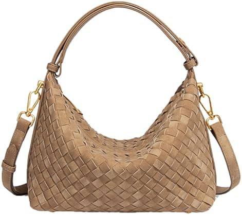 Suede Woven Tote Bag Shoulder Purse for Women Faux Suede Crossbody Handbag Clutch Woven Hobo Bag ... | Amazon (US)