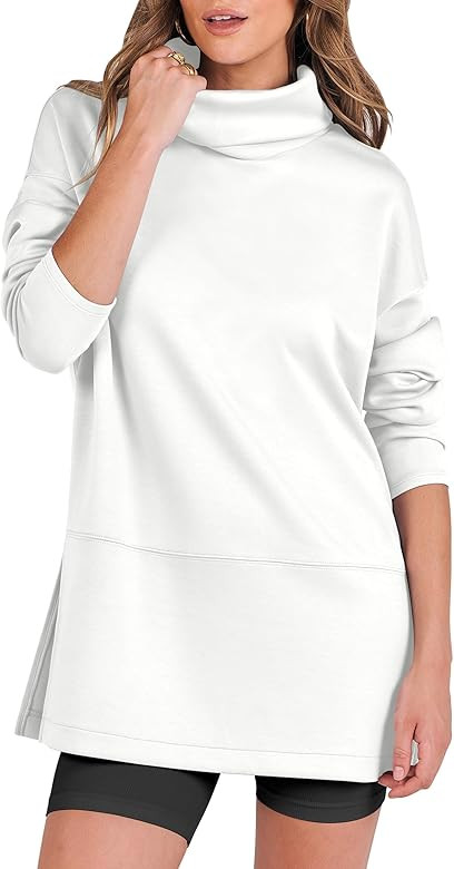 ANRABESS Womens Oversized Turtleneck Long SLeeve Pullover Sweatshirts Tunic Top 2024 Fall Trendy ... | Amazon (US)