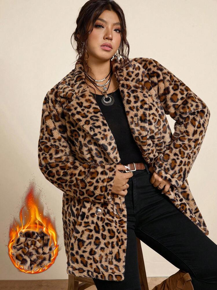 Leopard Print Fur Coat | SHEIN