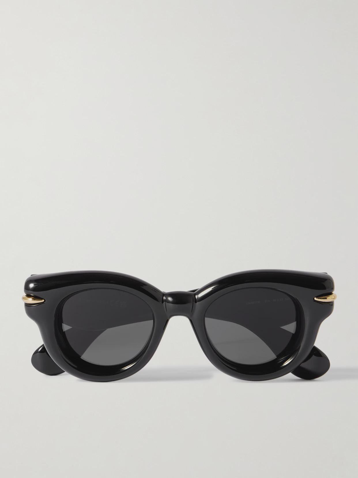 Loewe - Inflated Gold-tone Embellished Cat-eye Acetate Sunglasses - Black | NET-A-PORTER (US)