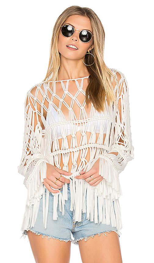 Show Me Your Mumu Dreamweaver Fringe Top in White. - size M (also in S) | Revolve Clothing