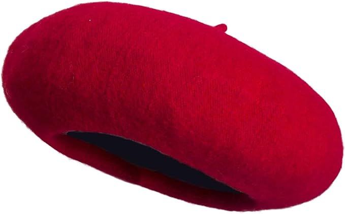 Women French Wool Beret Hats - Solid Color Classic Beanie Winter Cap | Amazon (US)