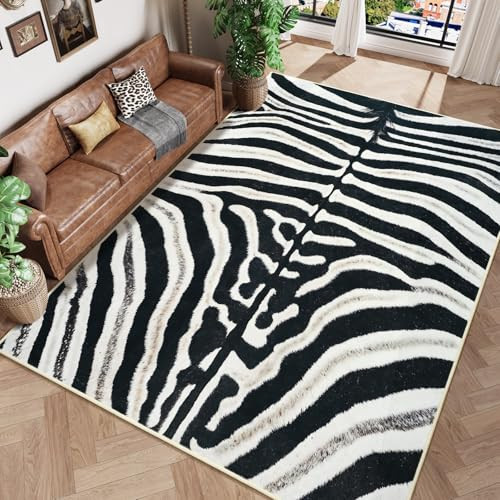 Amearea Zebra Rug for Living Room, 6x9 Zebra Animal Print Rug for Bedroom | Amazon (US)