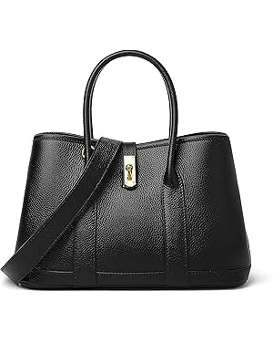 DORIS&JACKY Genuine Leather Top Handle Satchel Purse for Women Medium Designer Tote Bag with Twis... | Amazon (US)