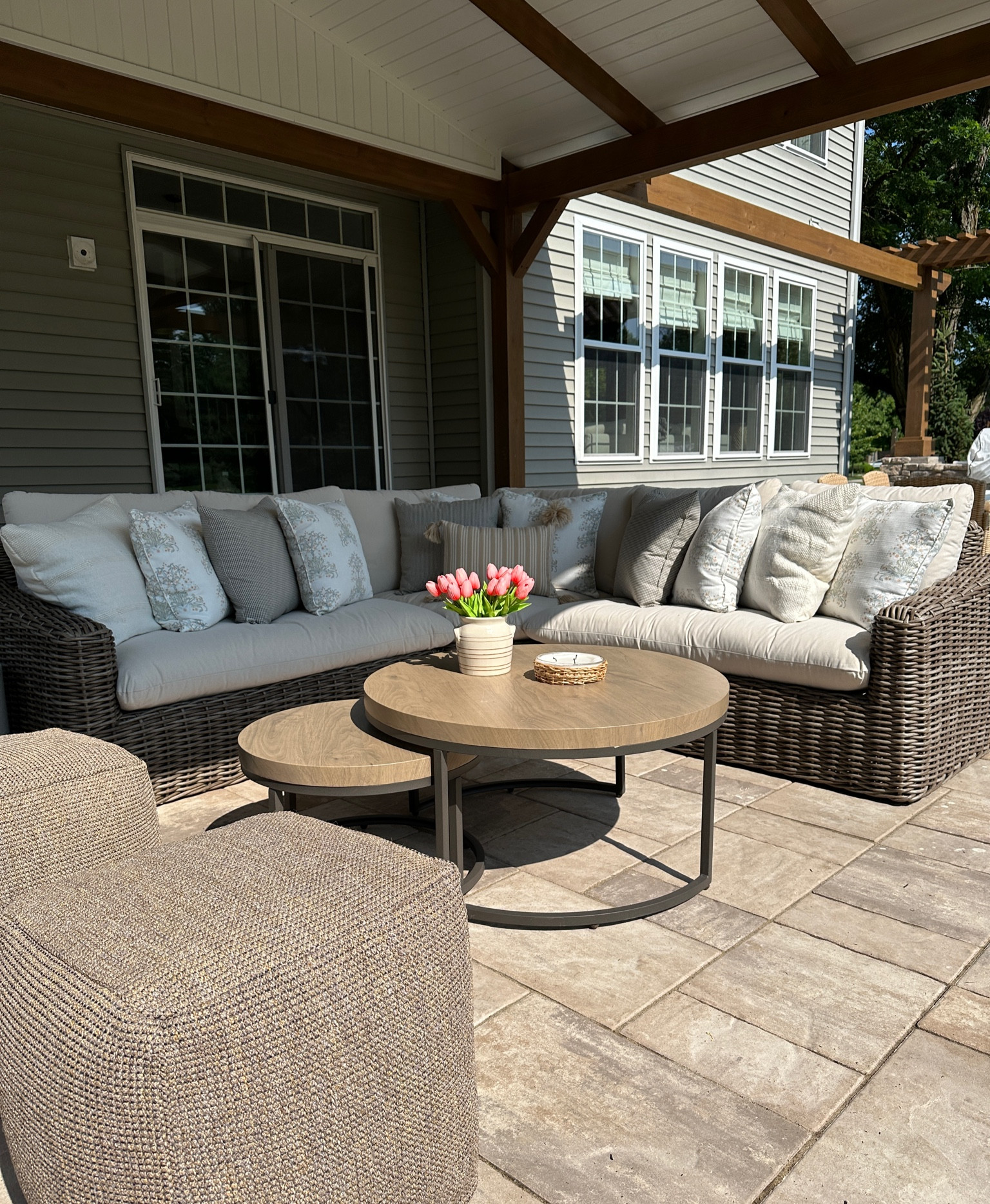My new outdoor wicker sectional is currently on sale at Lowe’s during their Labor Day Savings Event! #ad #lowespartner @loweshomeimprovement

#LTKSeasonal #LTKsalealert #LTKhome