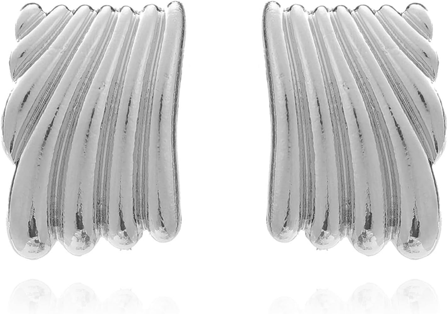 XYAYOU Minimalist Alloy Chunky Striped Rectangle Geometric Square Statement Stud Earrings for Wom... | Amazon (US)