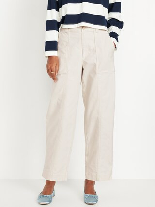 High-Waisted Canvas Barrel Ankle Pants | Old Navy (CA)