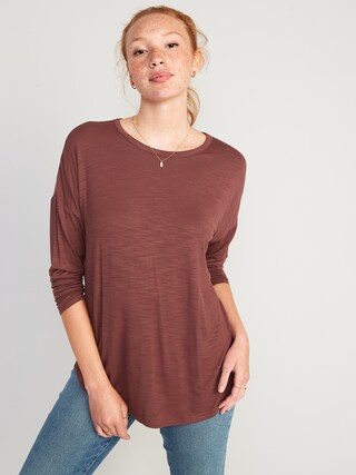 Long-Sleeve Luxe Slub-Knit Tunic T-Shirt for Women | Old Navy (US)